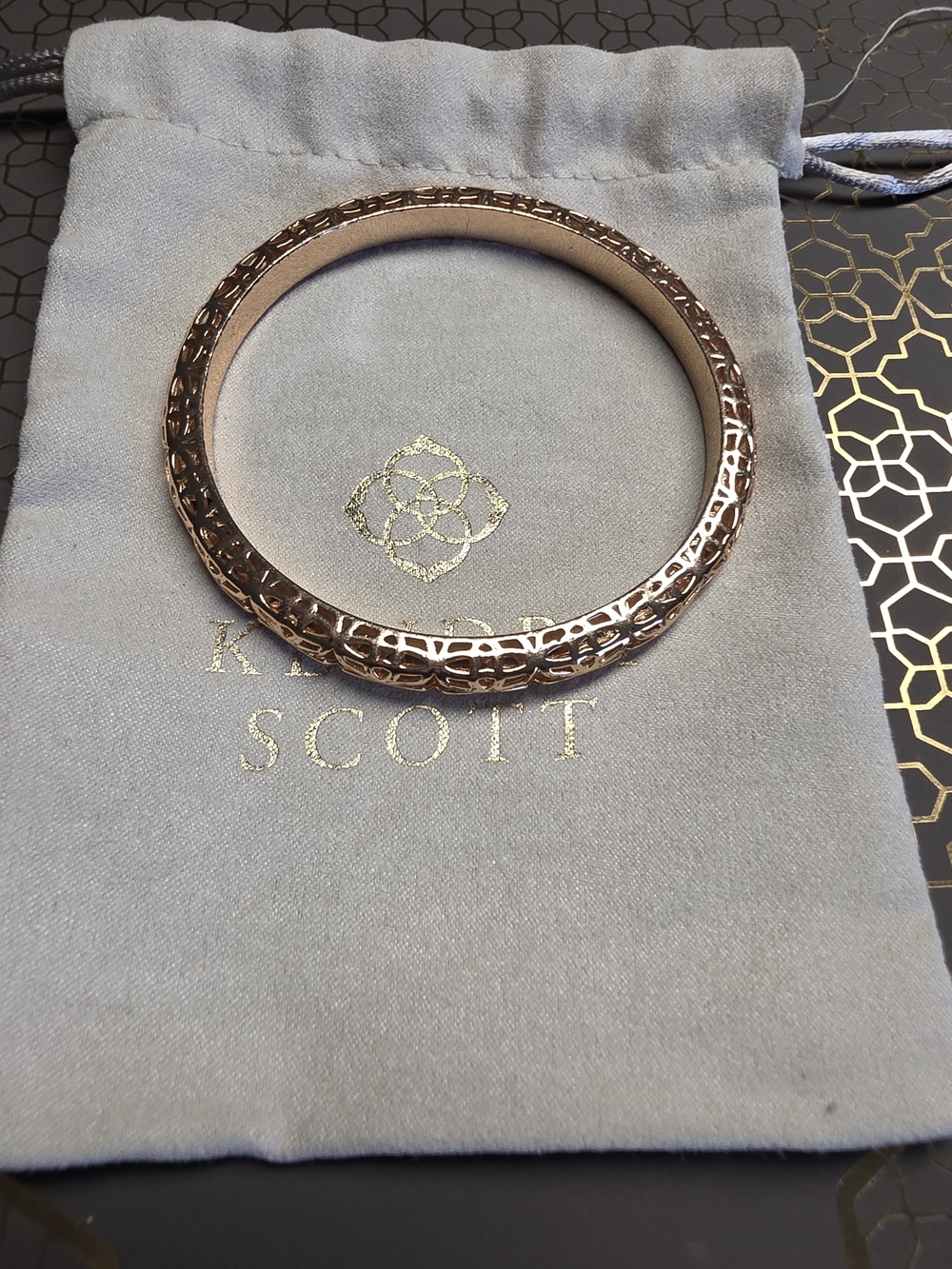 Kendra Scott Rose Gold Maggie Filigree Bangle Bracelet